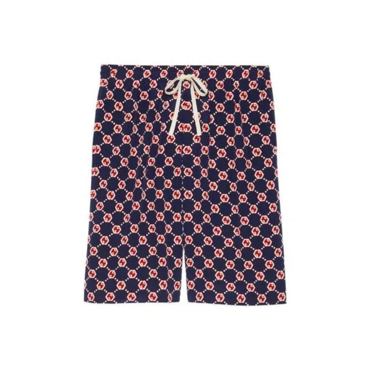 GUCCI Gg Hexagon Silk Crepe Shorts-0
