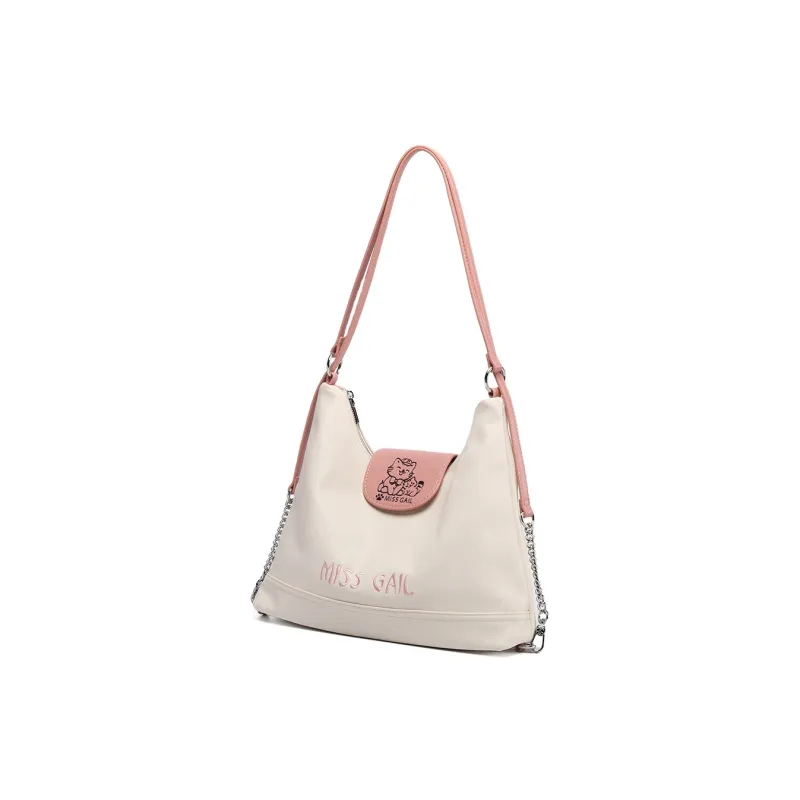 MISS GAIL Synthetic Leather Tote Bag, Shopping Bag, Shoulder Bag Women's Cross Grain White-2