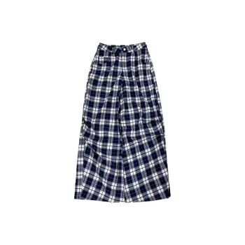 KODAKBLACK/KBLC Casual Pants Unisex Navy Blue Plaid