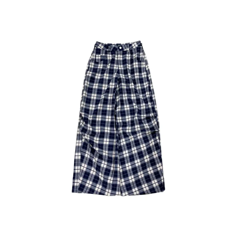 KODAKBLACK/KBLC Casual Pants Unisex Navy Blue Plaid-0