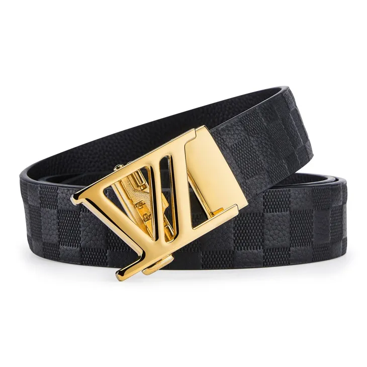 Jeccieziio Top Grain Cow Leather Belt Men's Gunmetal, Gold, Silver Width 3.5CM-9