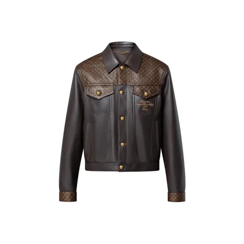 LOUIS VUITTON Embellished Leather Trucker Jacket