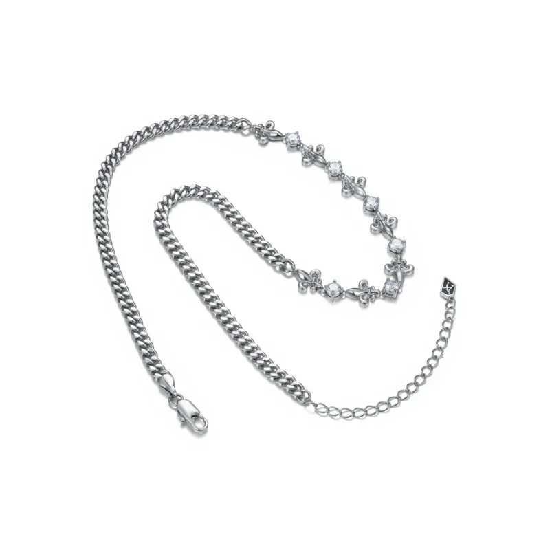 APORRO Iris Patchwork Zircon Cuban Necklace Unisex-1