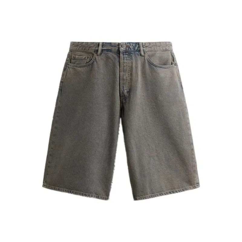ZARA Denim Shorts Men Blue Gray-0