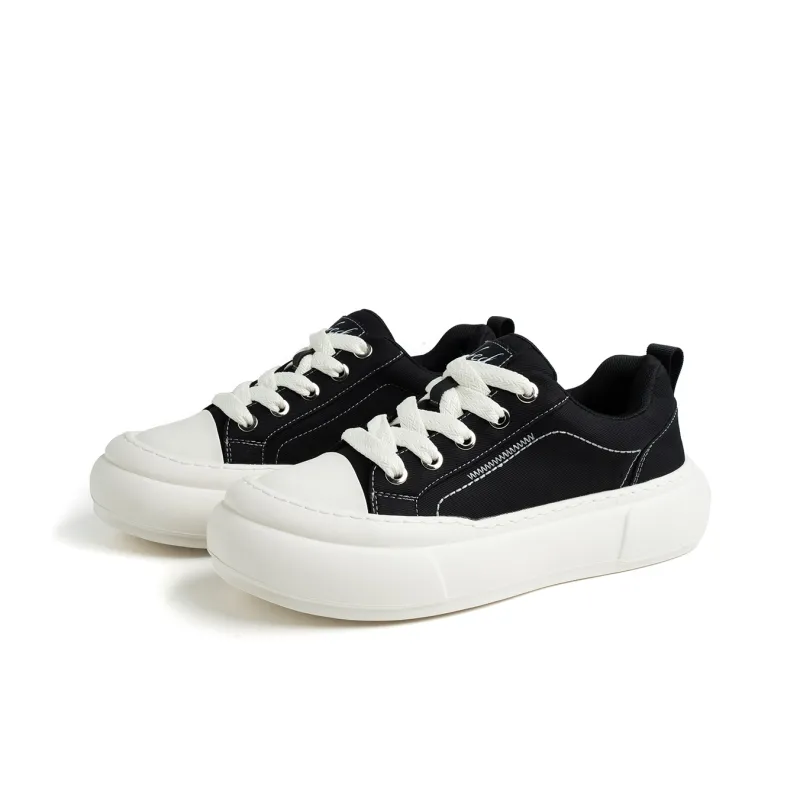 FED Height Increasing Low Top Canvas Shoes Men's Black-2