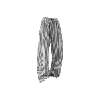 MXDT Casual Pants Unisex Black White Stripes