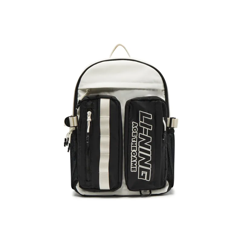 LiNing Sports Life Collection Polyester Backpack Unisex Milk White & Black-0