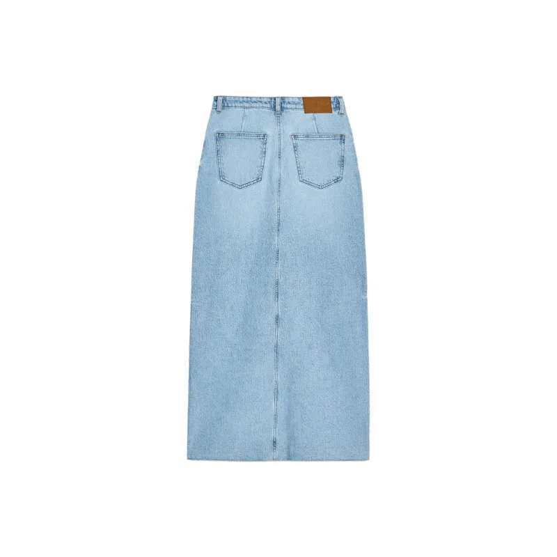 ZARA Denim Long Skirt Women's Light Blue-1