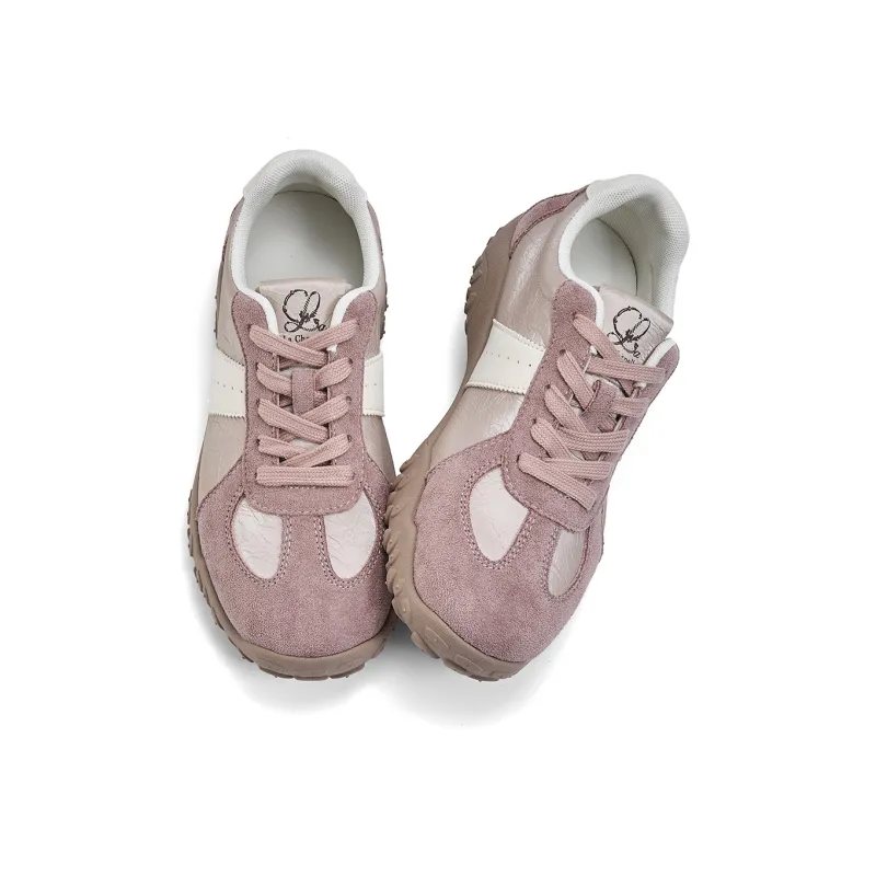 La Chapelle Abrasion Resistant Slip Resistant Cushioning Height Increasing Low Top Casual Shoes Women's Pink-1