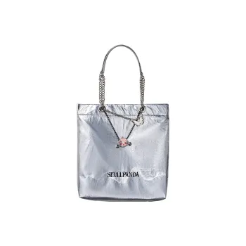 POP MART SKULLPANDA PU Shoulder Bag Women's Silver/Black