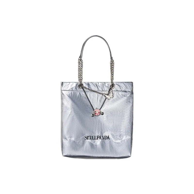 POP MART SKULLPANDA PU Shoulder Bag Women's Silver/Black-0