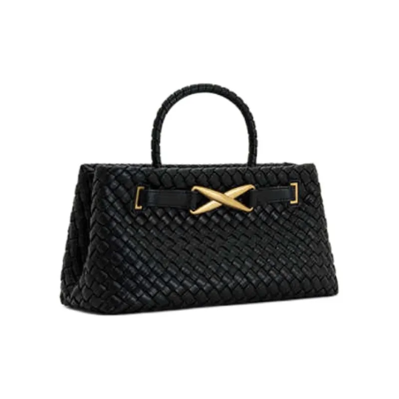 JW PEI Artificial Leather Handbag Medium Size Women's Black/Dark Brown-1