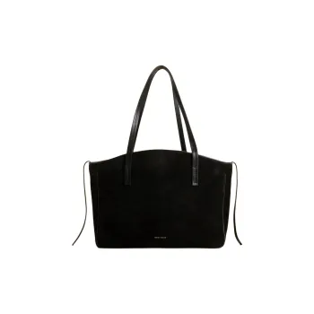 Manu Atelier Suede Leather With Calfskin Tote Bag, Shopping Bag, Handbag Extra Large Women's Black