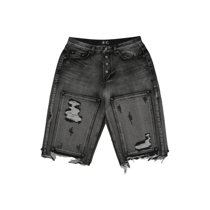 THUG CLUB SS24 Denim Shorts Unisex Black-0