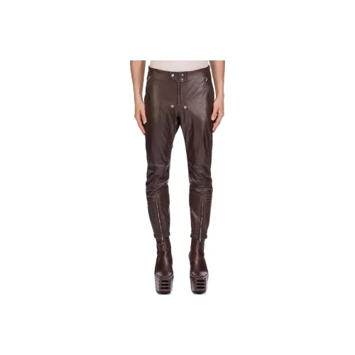 RICK OWENS Leather Pants Men Rosewood