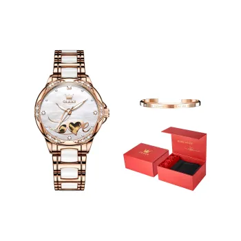 OLEVS Minimalist Series Mechanical Movement Stainless Steel Watchband Watch Women's Watch White Dial