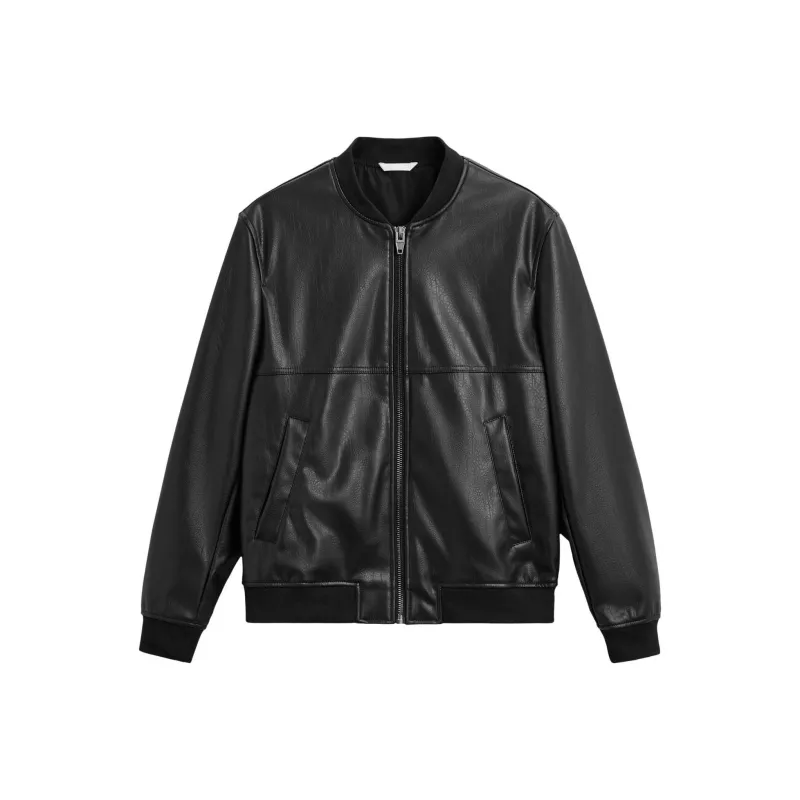 ZARA Leather Jackets Men Black-0