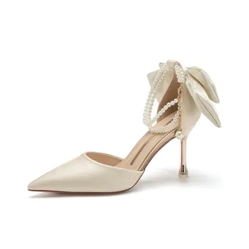 Lan Miao Slim Heel High Heels Women's Nude