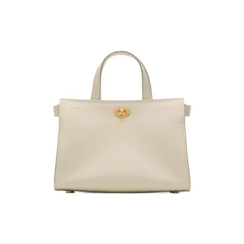 Burberry Calfskin Handbag Mini Women's Ivory White