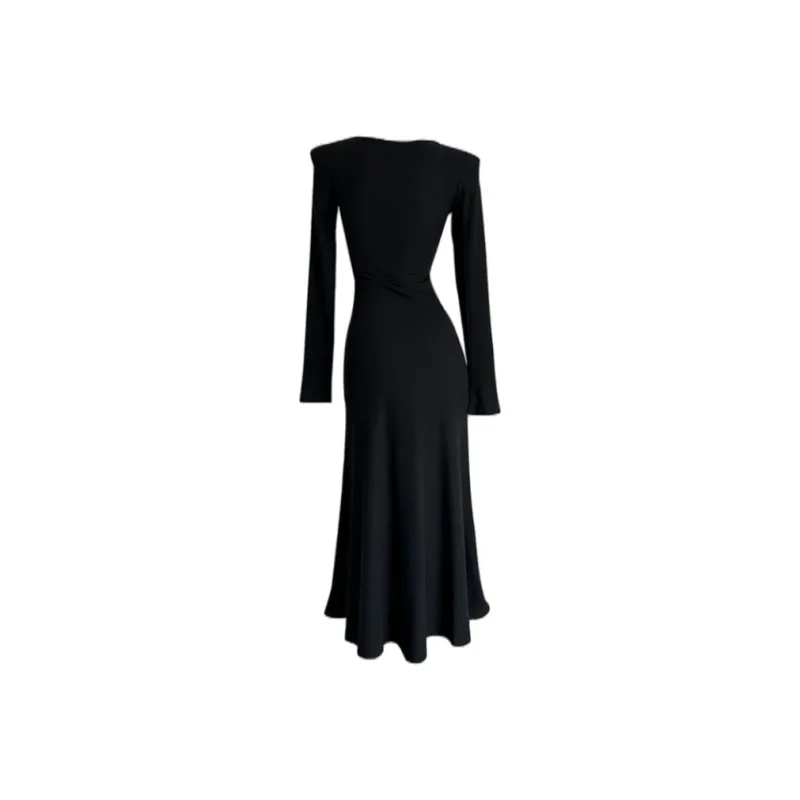 YGPRW Long Sleeved Dress Women's Black-1