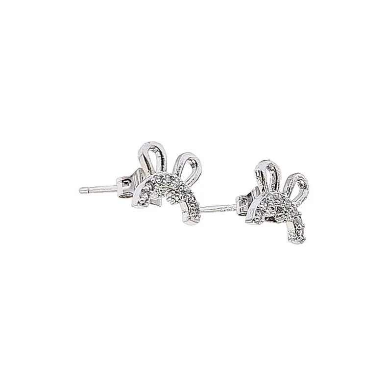 WIR ORNAMENTS Gold Plated Copper Stud Earrings Women's Silver-5
