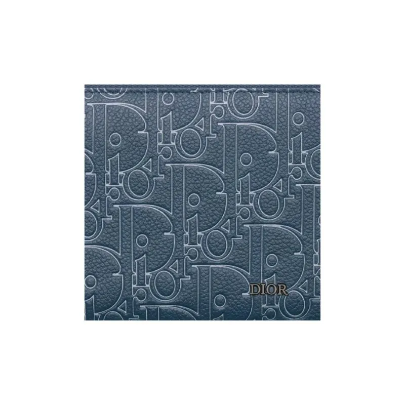 DIOR Calfskin Wallet Men's Blue-4