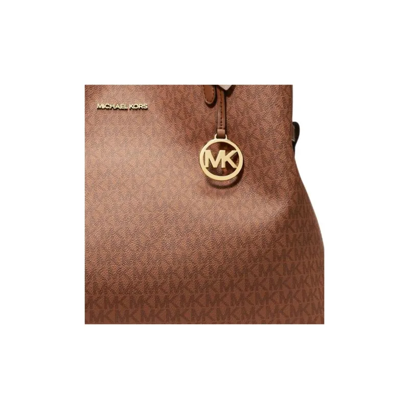 MICHAEL KORS Leno Coated Canvas Tote Bag Shopping Bag Shoulder Bag Handbag Large Size Women's Leather Brown-3