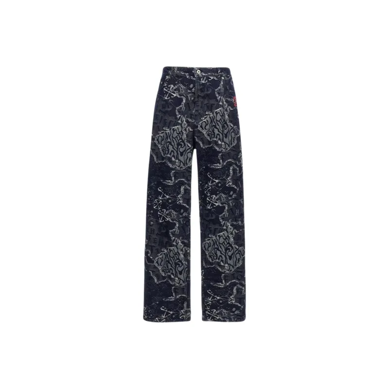 OFF WHITE All Over Patterned Distressed Jeans-0