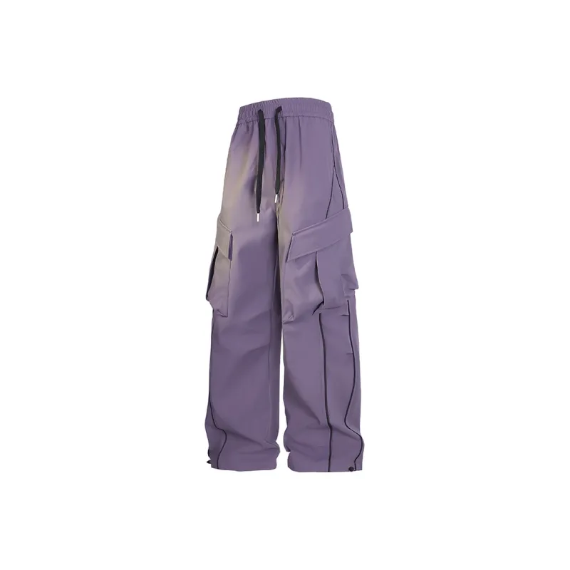 Outdoor Solid Color Large Pocket Windproof Relaxed Bootcut Cargo Pants Unisex-10