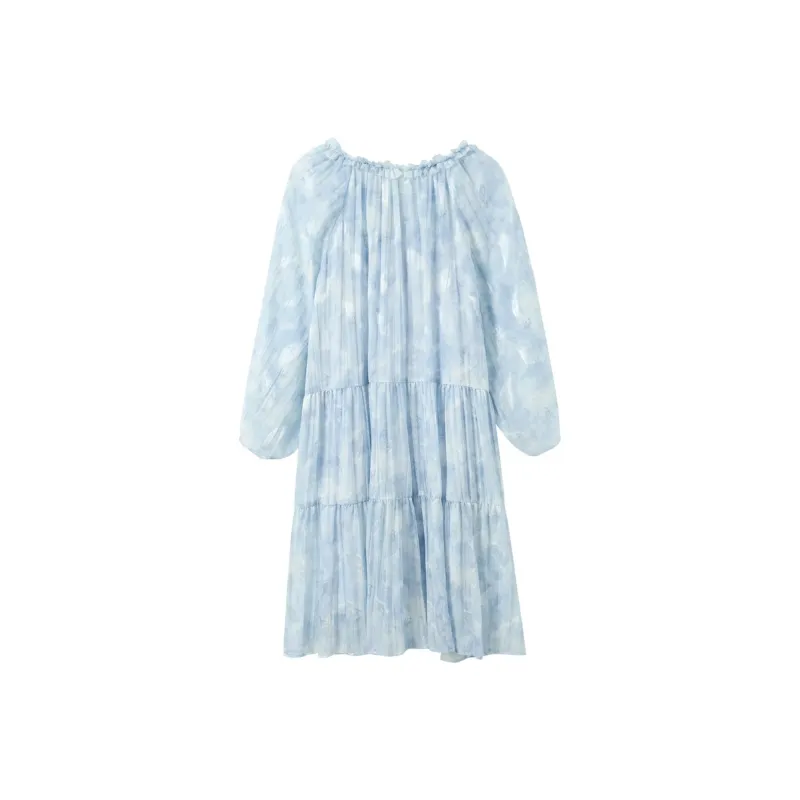 3COLOUR Long Sleeved Dress Women's Haze Blue Floral-1