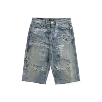 Balenciaga FW23 Denim Shorts Loose Fit Style Unisex Blue