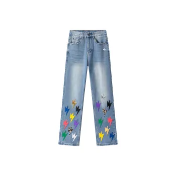 BLANC & ECLARE Versatile Mid Rise Comfortable Slimming Trendy Men's Jeans Unisex Blue Multicolor