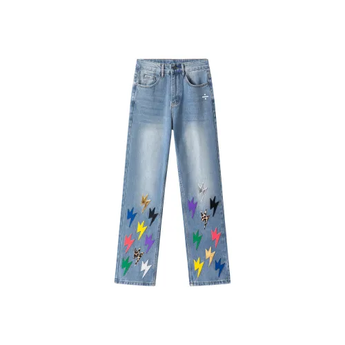 BLANC & ECLARE Versatile Mid Rise Comfortable Slimming Trendy Men's Jeans Unisex Blue Multicolor