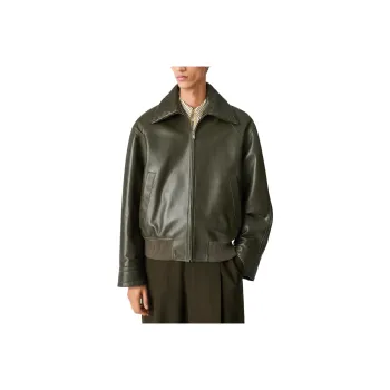 Bottega Veneta SS25 Leather Jacket Men's Dark Green