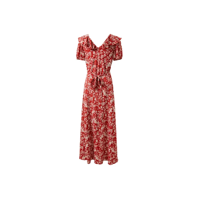 3COLOUR Short Sleeved Dress Women's Red Floral-1