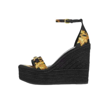 VERSACE Barocco One Strap Sandals 12cm Women's Black