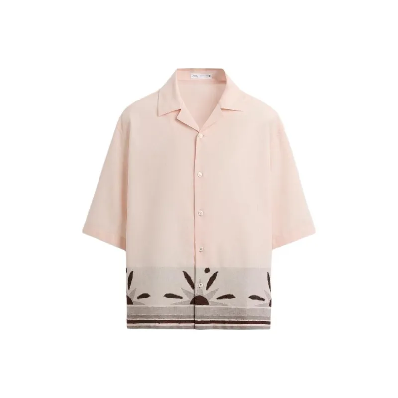 ZARA Shirt Men's Light Pink Red-0
