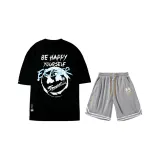 Black Gray Clothing Sets (Black Top+Gray Pants)