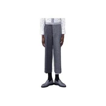 THOM BROWNE Mid Rise Two Toned Wide Leg Trousers