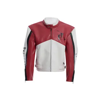 ARGUE Leather Jacket Unisex Jacket In The Color Of A Hawk's Mantle Red.