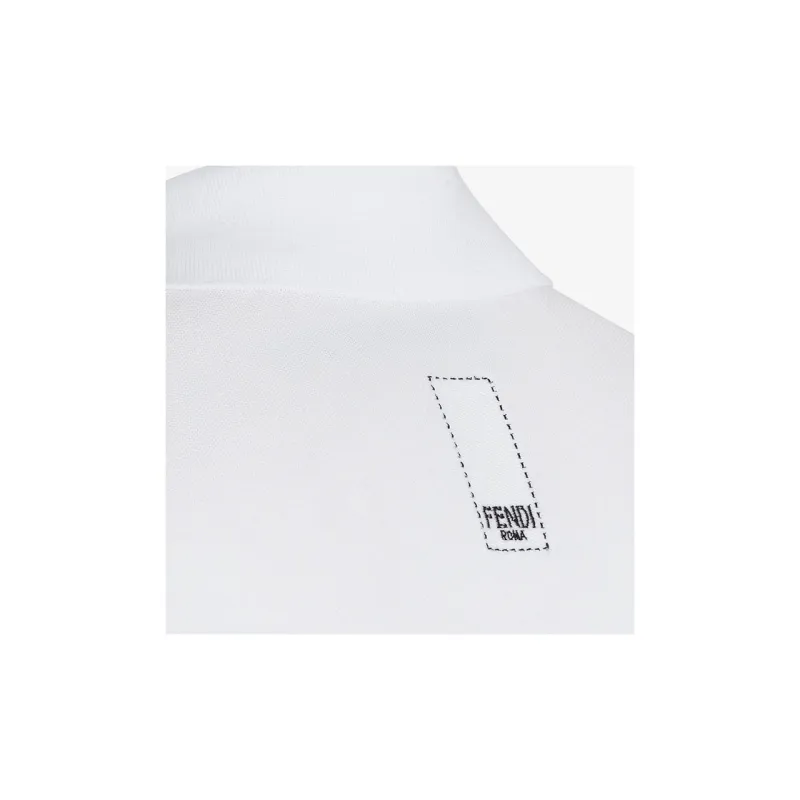 FENDI Logo Embroidered Short Sleeved Polo Shirt-4