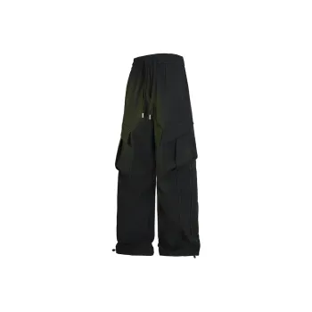Outdoor Solid Color Large Pocket Windproof Relaxed Bootcut Cargo Pants Unisex