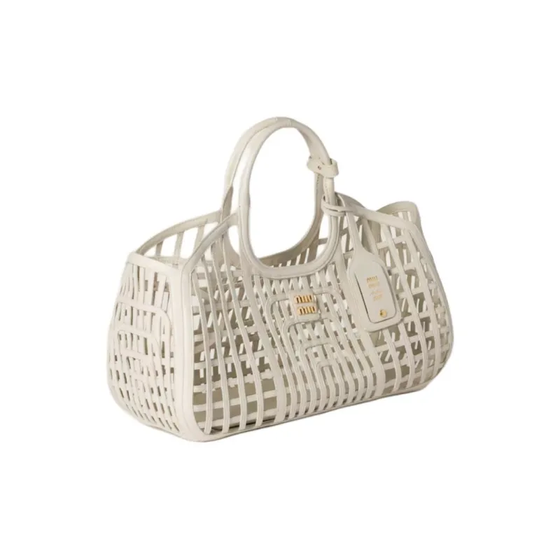 MIU MIU Cow Leather Handbag Unisex White-1