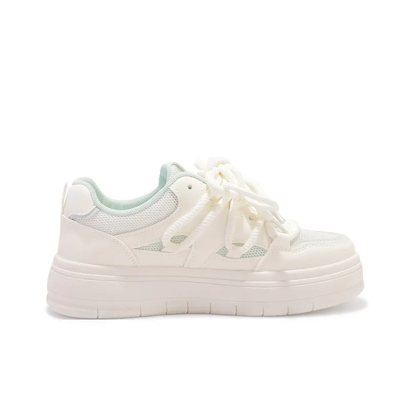 SNXR Slip Resistant Shock Absorbers Low Top Skateboard Shoes Women's White Green-1