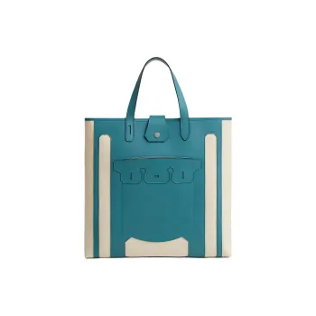 HERMES Monsieur B Canvas With Calfskin Canvas Bag, Tote Bag, Shopping Bag, Handbag Large Size Women's Green