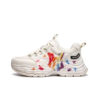 Pnj Slip Resistant, Abrasion Resistant, Breathable, Height Increasing Low Top Chunky Sneakers Unisex Beige Multicolor