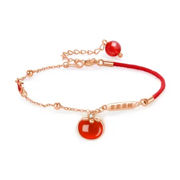 AHK 925 Sterling Silver, Red Agate Bracelets Women's Red