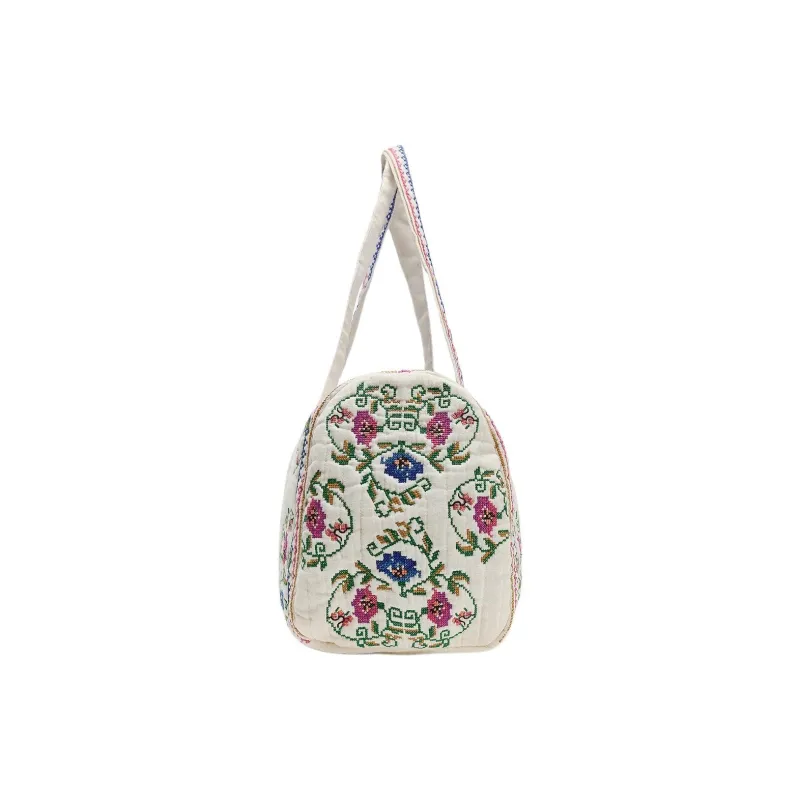ZARA Cotton One Shoulder Travel Bag Raw White-2