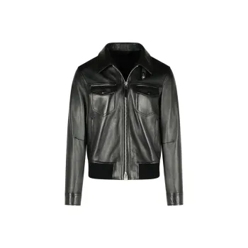 TOM FORD Leather Contrast Zipped Jacket