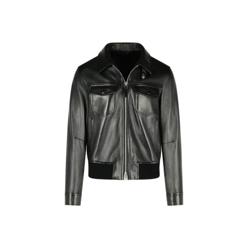 TOM FORD Leather Contrast Zipped Jacket
